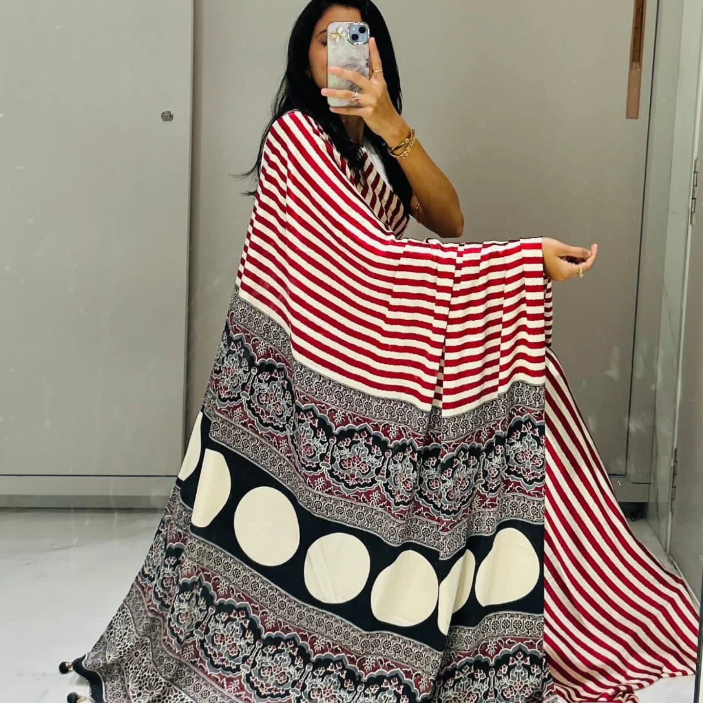 Ajrakh Modal Silk Saree