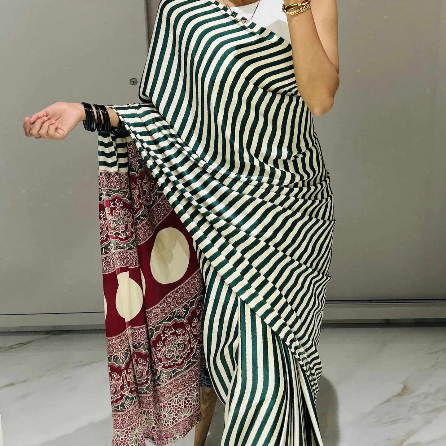 Ajrakh Modal Silk Saree