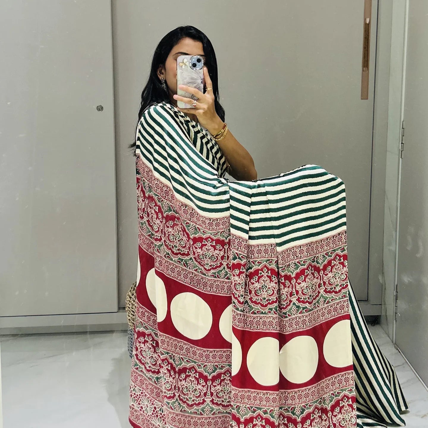 Ajrakh Modal Silk Saree