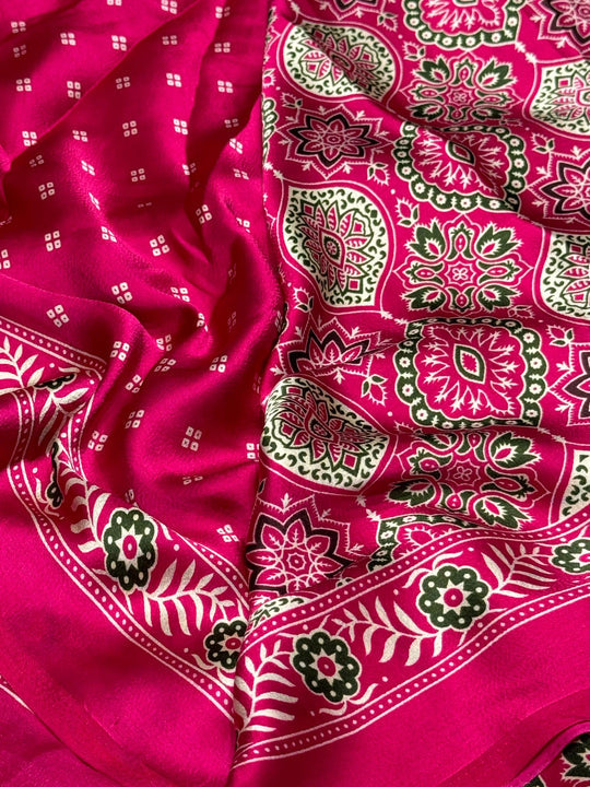 Rani Ajrakh Soft Modal Silk Natural Print Saree