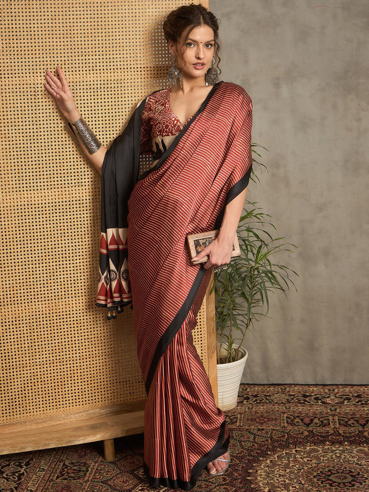 Ajrak Crepe Block Print Sarees