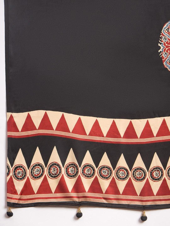Ajrak Crepe Block Print Sarees