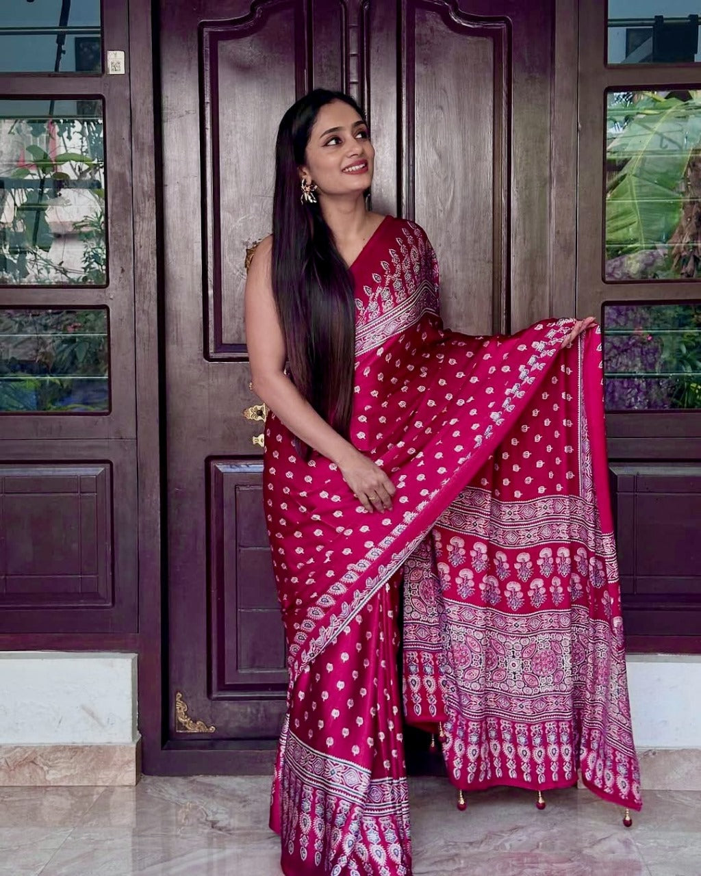 AJRAKH MODAL SILK SAREE