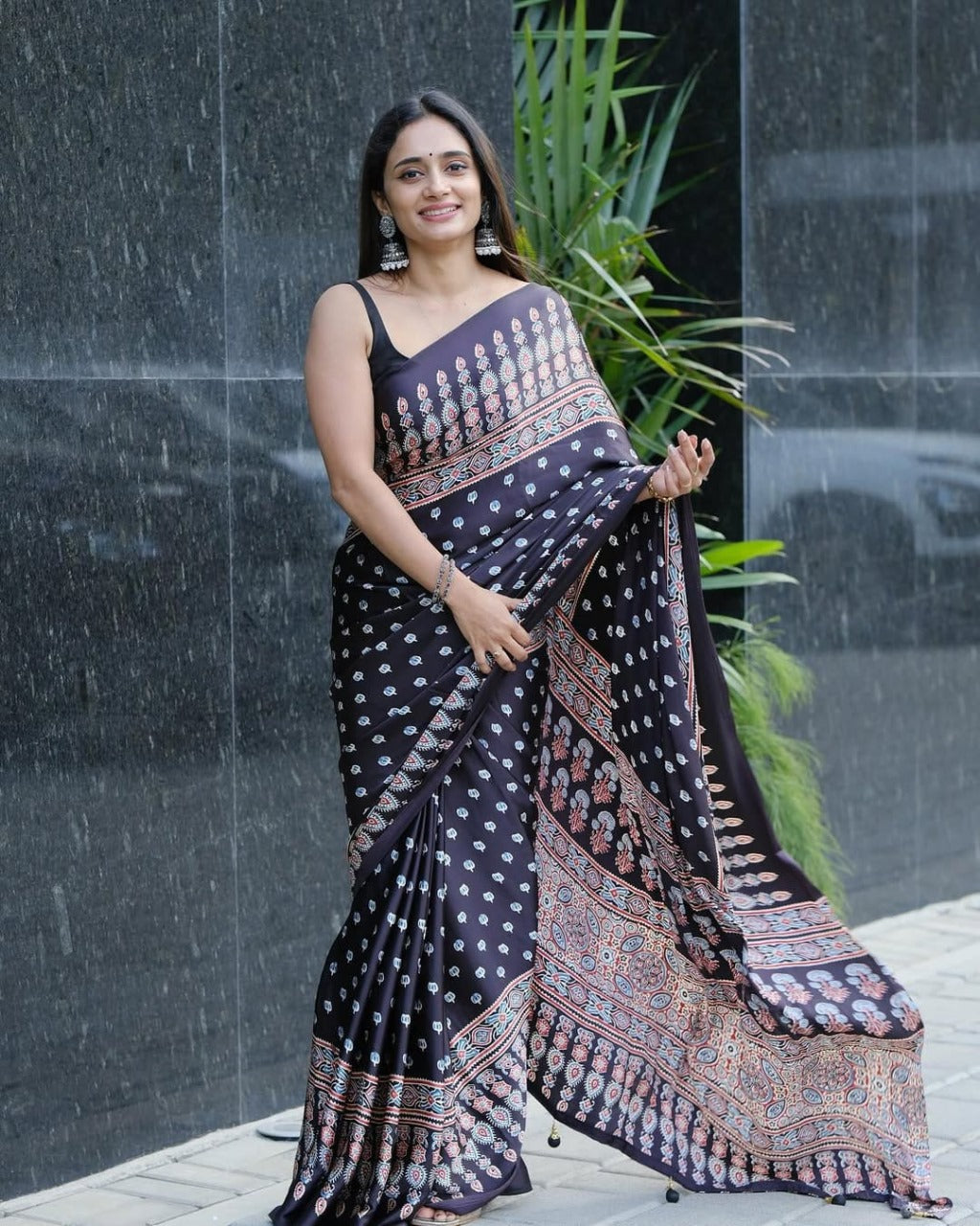 AJRAKH MODAL SILK SAREE